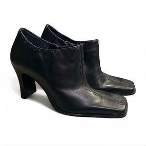 Bruno Valenti Leather Ankle Boots Square Toe Size 6 Black